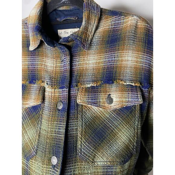Free People Anneli Plaid Shirt Jacket Women's XS Boho Grunge Shacket Green Earth - Picture 3 of 10